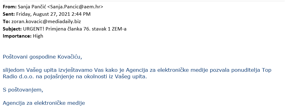 vem, top radio, ivan jurić kačunić, dokazi, vijeće za elektroničke medije