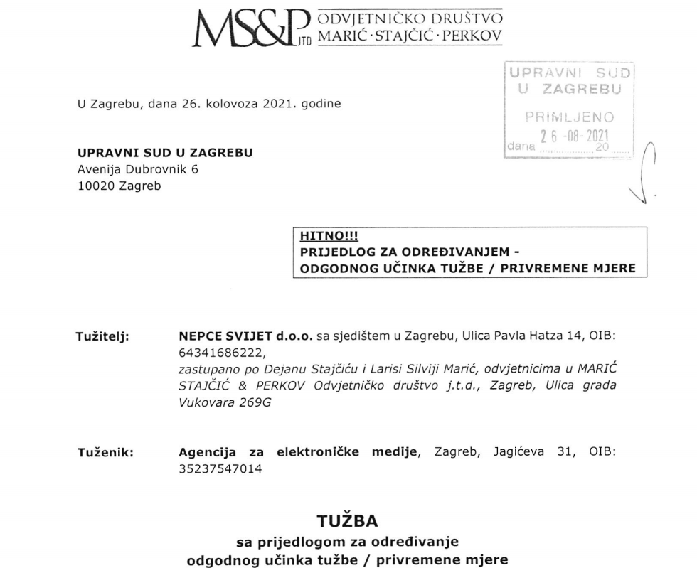 vem, top radio, ivan jurić kačunić, dokazi, vijeće za elektroničke medije, nepce svijet, AEMm, tužba