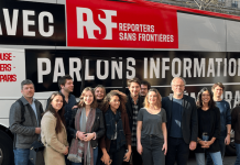 RSF,Reporteri bez granica, #BusRSF, France Télévision, France 3, France Bleu, Assises du Journalisme, Alliance de la presse d'information générale, CLEMI, Culture Presse, France Messagerie, kampanja, novinari,