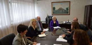 Sastanak predstavnika AEM-a i misije ODIHR-a AEM CG, ODIHR, Agencija za elektronske medije, OEBS, Sunčica Bakić, Goran Petrov, Ksenija Dašutin,
